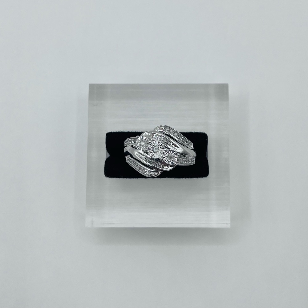 0.25 cts Natural Diamond Sterling Silver Ring Size 5 - Picture 3 of 6